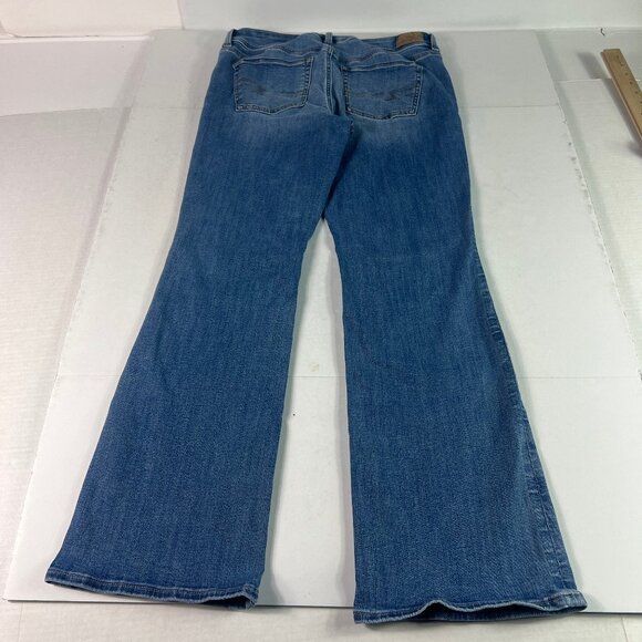 American Eagle Jeans Womens 30x29 Low Rise Kick Boot Cut Blue Faded Denim Tag 8S - Picture 10 of 16